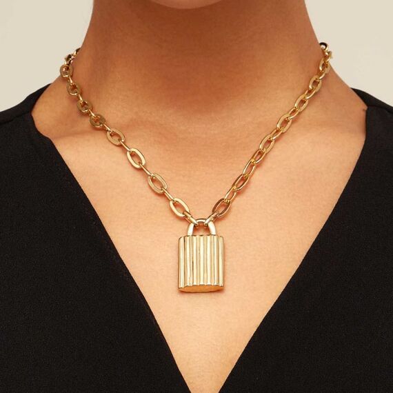 Ожерелье женское с золотом Замок UNOde50 Magic key, изображение 2