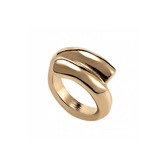 Золотое кольцо женское в виде двух заполненных трубок UNOde50 Crossed legs, Размер (мм): 15,3-15,7, изображение 2