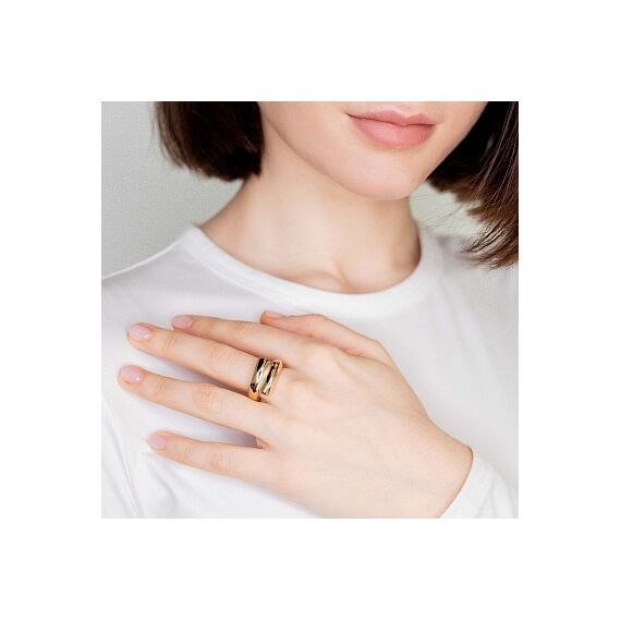 Золотое кольцо женское в виде двух заполненных трубок UNOde50 Crossed legs, Размер (мм): 15,3-15,7, изображение 3