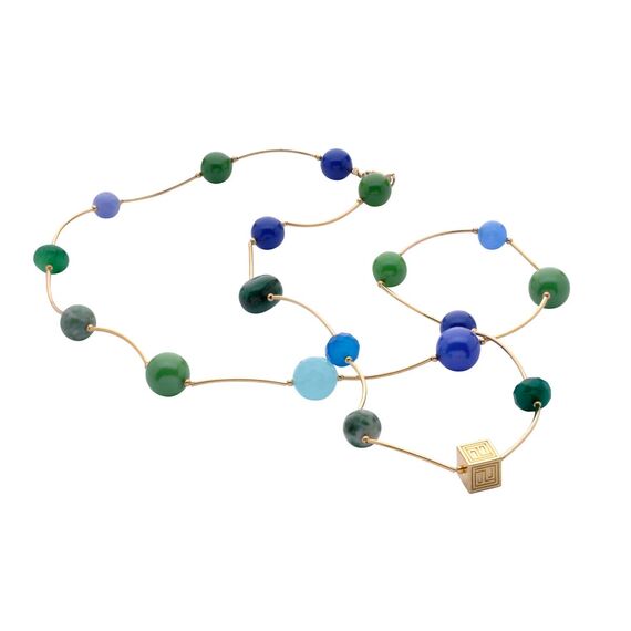 Золотое колье женское с жемчугом Pertegaz Tubo Blue Cucumber