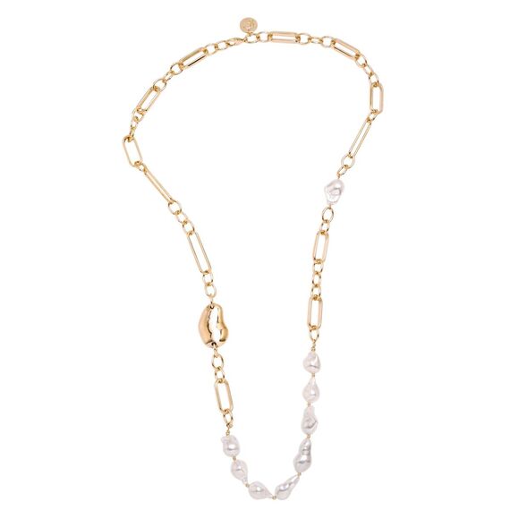 Золотое колье женское с жемчугом длинное Pertegaz Bean
