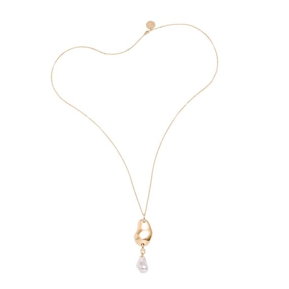 Золотое колье женское с жемчужной бусиной Pertegaz Bean