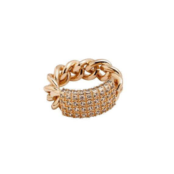 Золотое кольцо женское цепочкой с кристаллами Pertegaz Rich, изображение 2