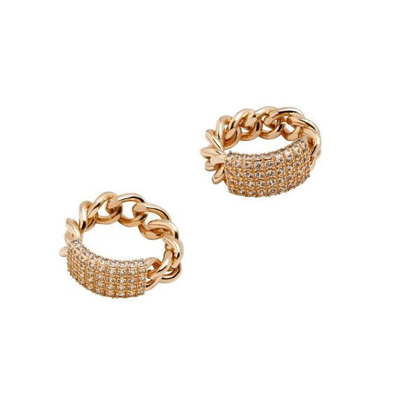 Золотое кольцо женское цепочкой с кристаллами Pertegaz Rich, изображение 3