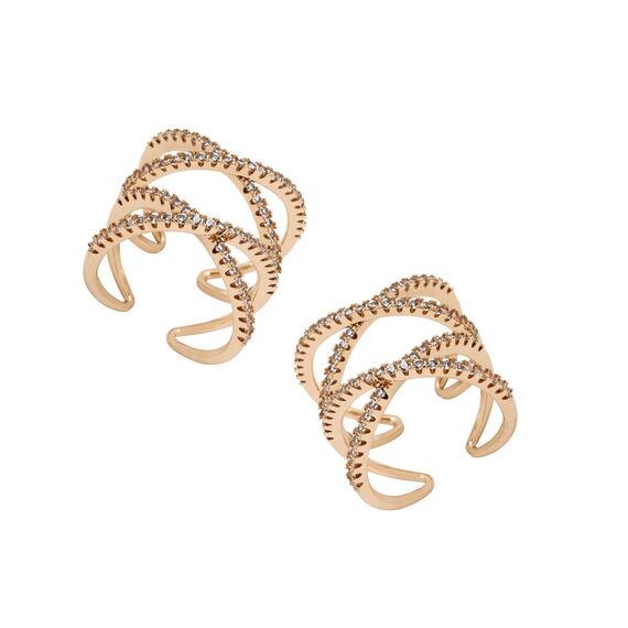 Золотое кольцо женское широкое с кристаллами Pertegaz Rich, изображение 2