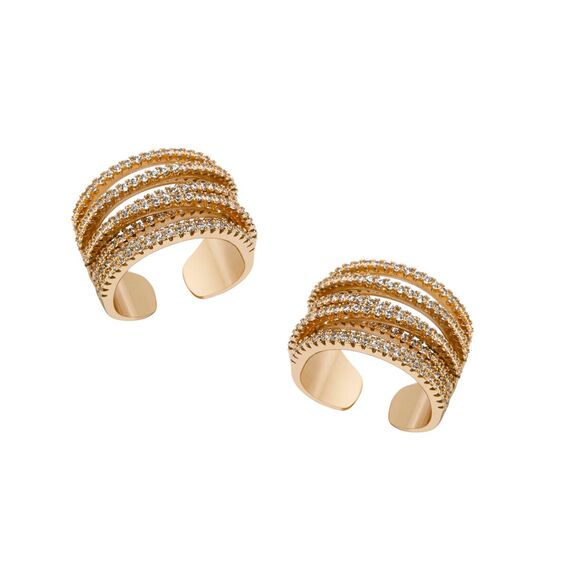 Золотое кольцо женское многослойное с кристаллами Pertegaz Rich, изображение 2 Золотое кольцо женское многослойное с кристаллами Pertegaz Rich, изображение 2