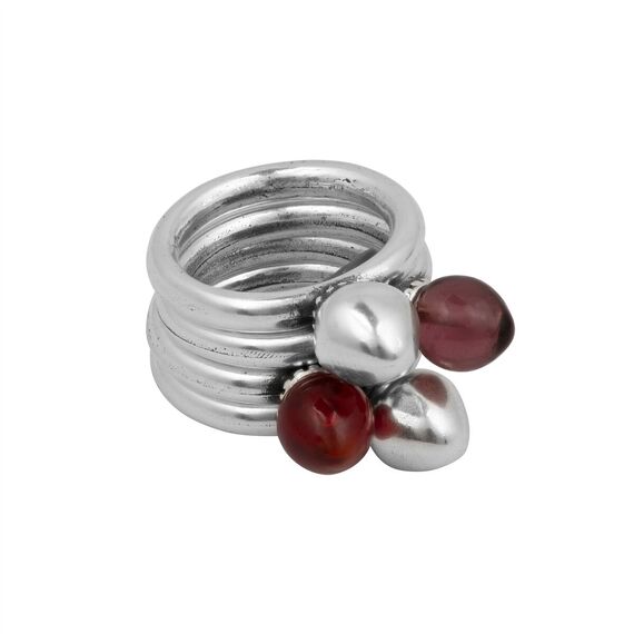 Серебряное кольцо женское с муранским стеклом Ciclon Azahara (бордовый ), Размер (мм): 18,4