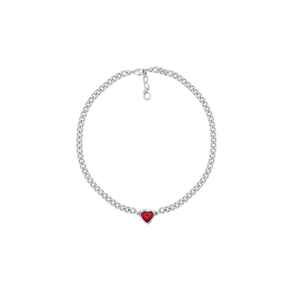 Серебряное колье с сердечком красное Ciclon Idilio