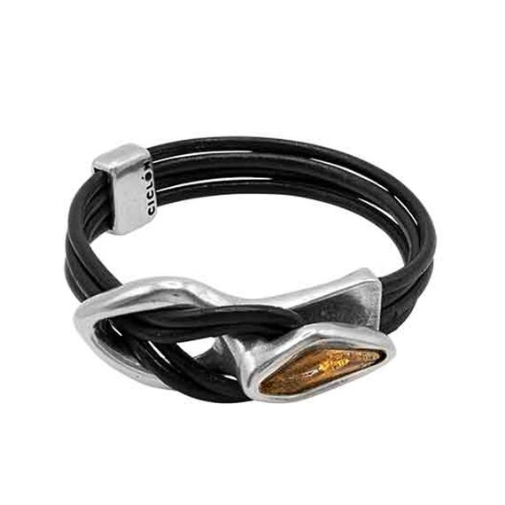 Кожаный браслет с серебром и муранским стеклом Ciclon Malaren, Размер (мм): 155