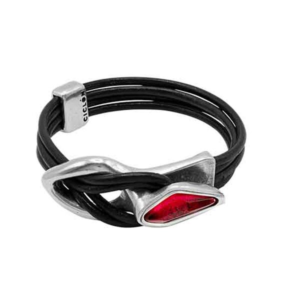 Кожаный браслет с серебром и муранским стеклом Ciclon Malaren, Размер (мм): 155