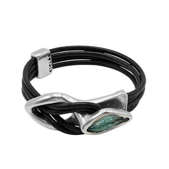 Кожаный браслет с серебром и муранским стеклом Ciclon Malaren, Размер (мм): 180