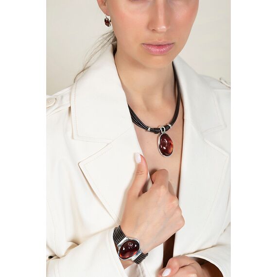 Кожаный браслет с серебряными вставками Ciclon Vega, изображение 2