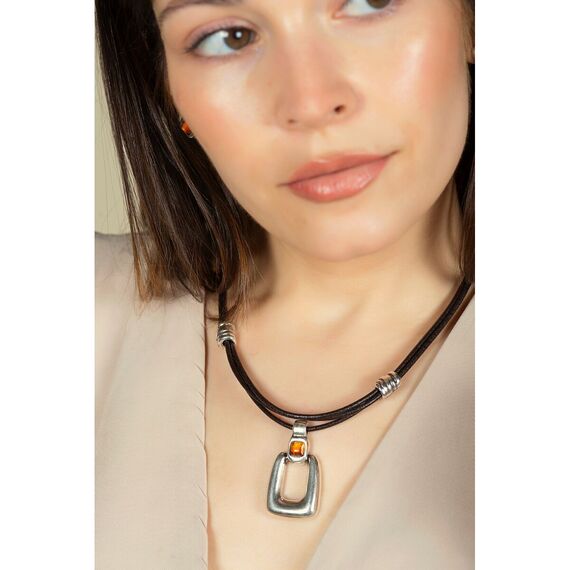 Серебряное колье женское с муранским стеклом Ciclon Сhik, изображение 2