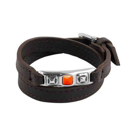 Кожаный браслет женский с серебром и муранским стеклом Ciclon Сhik