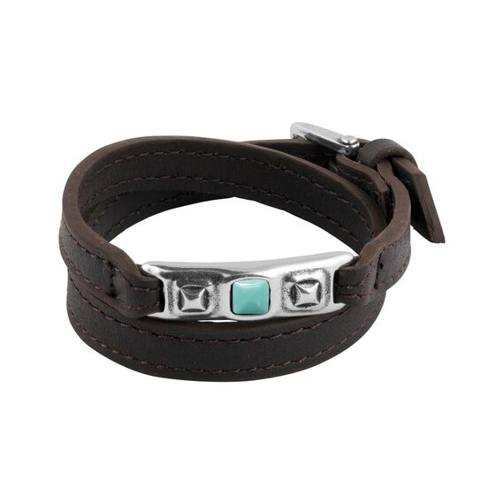 Кожаный браслет женский с серебром и муранским стеклом Ciclon Сhik