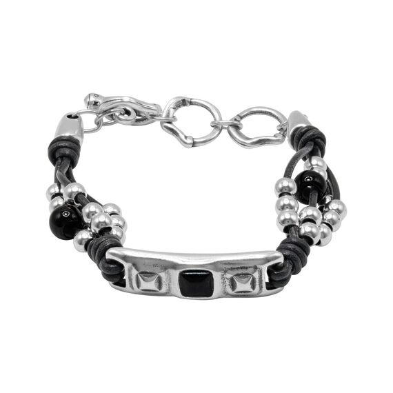 Кожаный браслет с серебром и муранским стеклом Ciclon Mini Stile