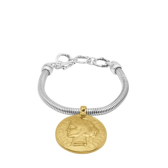 Серебряный браслет женский с золотой подвеской Ciclon France