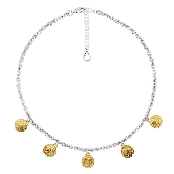 Серебряное колье женское с золотыми подвесками Ciclon France