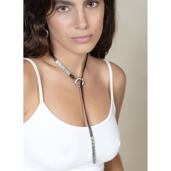 Серебряное колье с натуральной кожей Ciclon Aurea, изображение 2