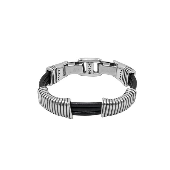 Кожаный браслет с серебром Ciclon Man, Размер (мм): 190-195