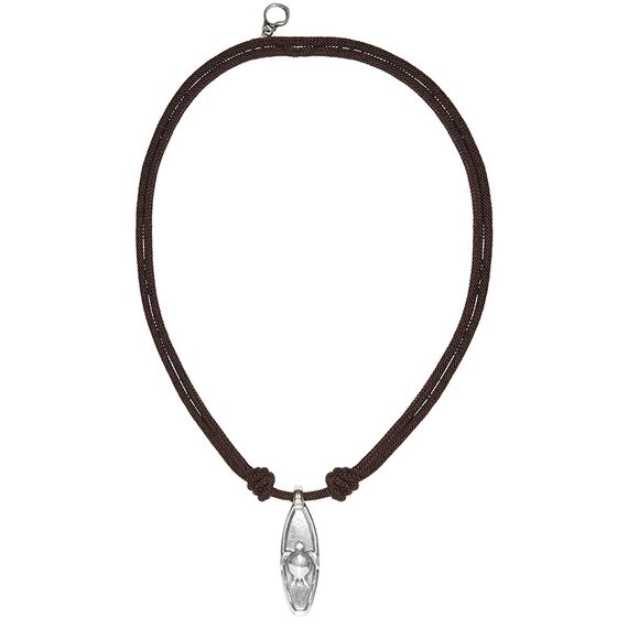 Кожаное колье женское с серебряными вставками Ciclon Man