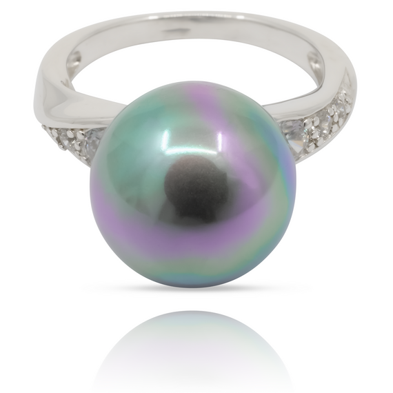 Серебряное кольцо женское с жемчугом и кубиками циркония Timeless Majorica, Размер (мм): 16,8, изображение 3 Серебряное кольцо женское с жемчугом и кубиками циркония Timeless Majorica, Размер (мм): 16,8, изображение 3