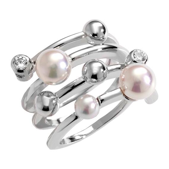 Серебряное кольцо женское с белым жемчугом Majorica Timeless, Размер (мм): 16,85