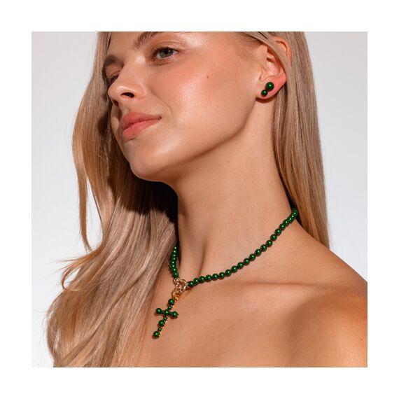 Золотые серьги женские с жемчугом Majorica Lyra, изображение 2