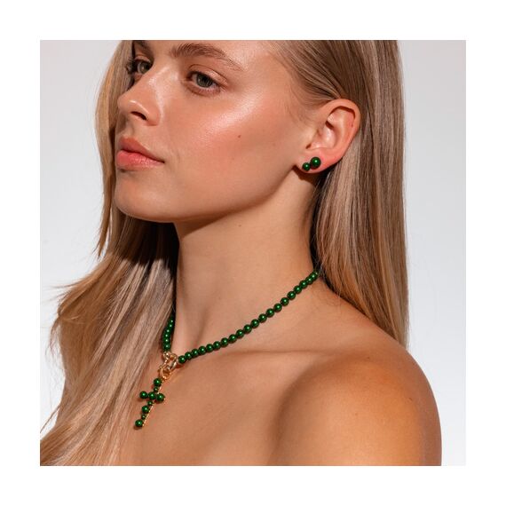 Золотые серьги женские с жемчугом Majorica Lyra, изображение 3