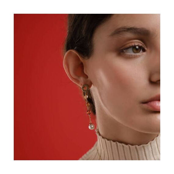 Золотые серьги с жемчугом и муранским стеклом Majorica Murano, изображение 2