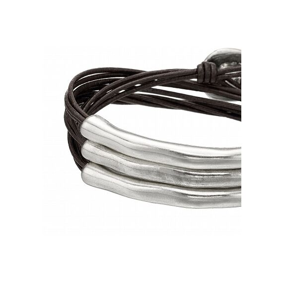 Кожаный браслет многослойный с серебром Не быть UNOde50 Not to be, Размер (мм): 165, изображение 2