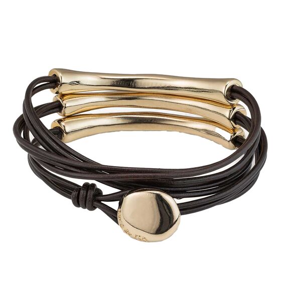 Кожаный браслет многослойный с золотом Не быть UNOde50 Not to be, Размер (мм): 155, изображение 2