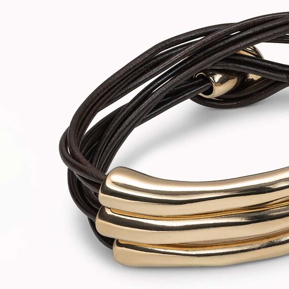 Кожаный браслет многослойный с золотом Не быть UNOde50 Not to be, Размер (мм): 155, изображение 3