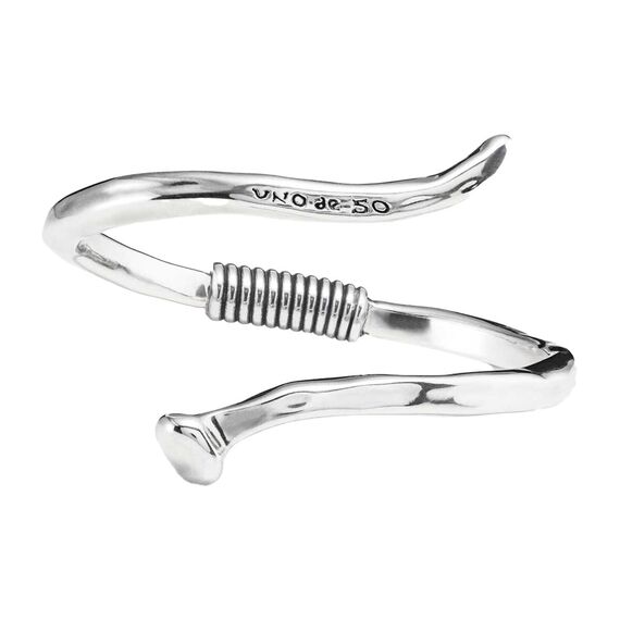 Серебряный браслет согнутый в спираль Гвоздь UNOde50 B12