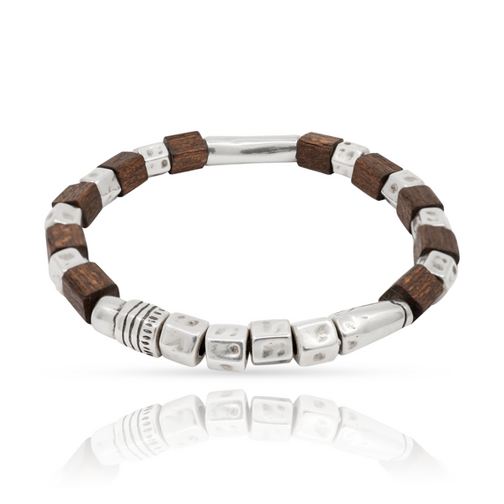 Серебряный браслет из бусин Деревянный UNOde50 Wooden, Размер (мм): 180, изображение 4