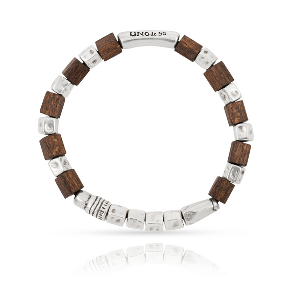 Серебряный браслет из бусин Деревянный UNOde50 Wooden, Размер (мм): 155, изображение 2