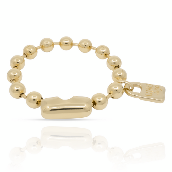 Золотой браслет из сферических бусин Снежинка UNOde50 Snowflake, Размер (мм): 155, изображение 3