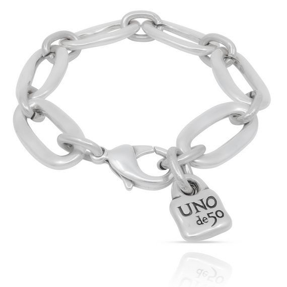 Серебряный браслет женский с овальными звеньями Бомба UNOde50 Awesome, изображение 3