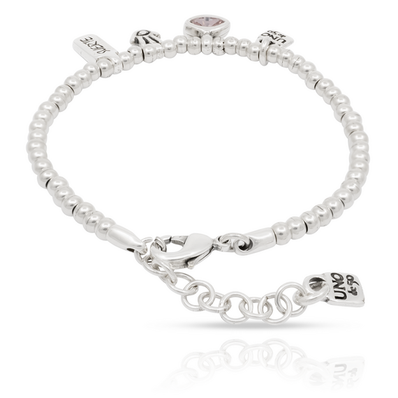 Серебряный браслет женский на руку с подвесками Буду ждать тебя UNOde50 I'm waiting 4 U Pink, изображение 5