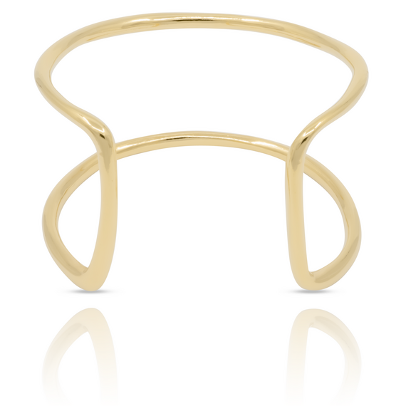 Золотой браслет женский открытый жесткий на руку UNOde50 Shortcut, изображение 3