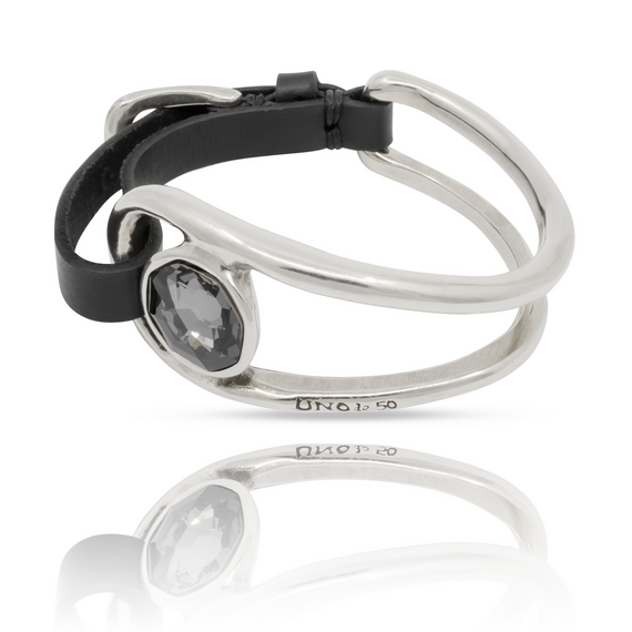 Женский серебряный браслет из кожи c кристаллом Сваровски UNOde50 On My Own, изображение 2