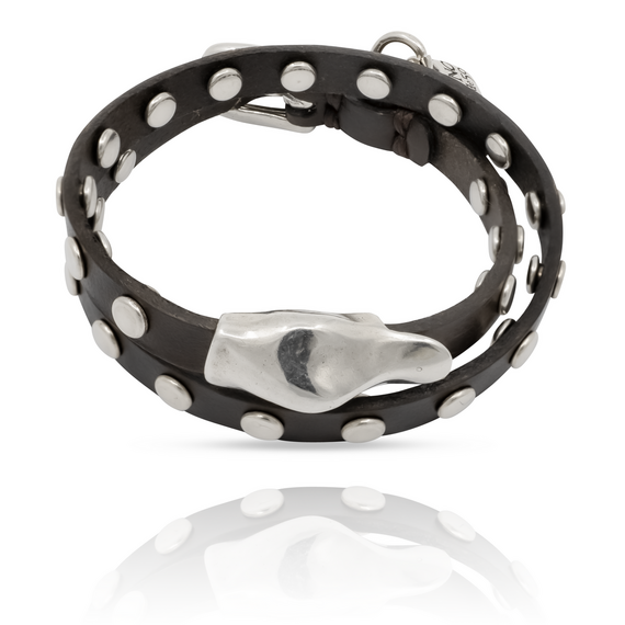 Серебряный браслет-чокер из кожи UNOde50 My duck