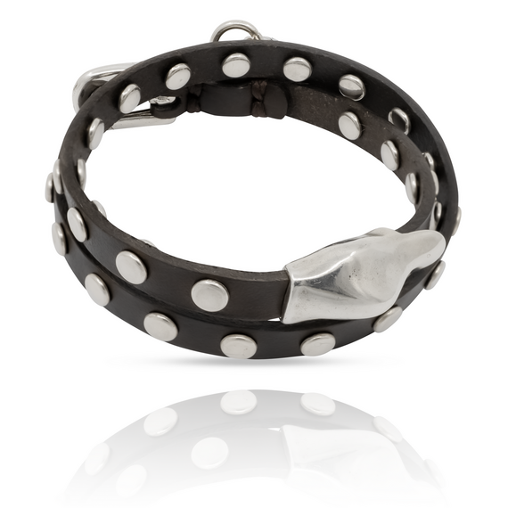 Серебряный браслет-чокер из кожи UNOde50 My duck, изображение 2