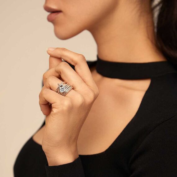 Серебряное кольцо женское многослойное Под замком UNOde50 Prisoner, Размер (мм): 18,3-18,7, изображение 3