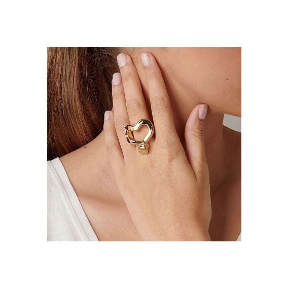 Золотое кольцо женское гвоздь в форме сердца UNOde50 Nailed Heart крупное, Размер (мм): 16,3-16,7, изображение 4