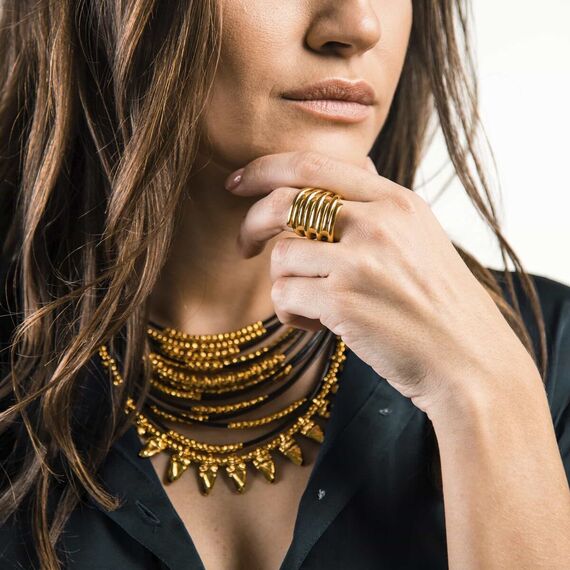 Золотое кольцо женское широкое Торнадо UNOde50 Tornado, Размер (мм): 16,3-16,7, изображение 4