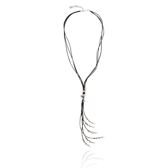 Серебряное колье галстук женское с натуральной кожей Скалолаз UNOde50 Skalator