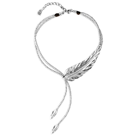 Женское колье галстук с серебром Оперение UNOde50 Feather