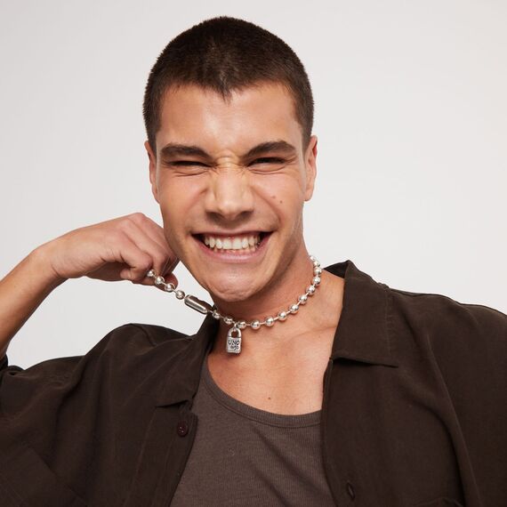 Серебряное колье из сферических бусин Снежинка UNOde50 Snowflake, изображение 5