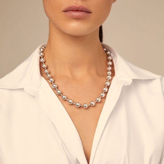 Серебряное колье из сферических бусин Снежинка UNOde50 Snowflake, изображение 8